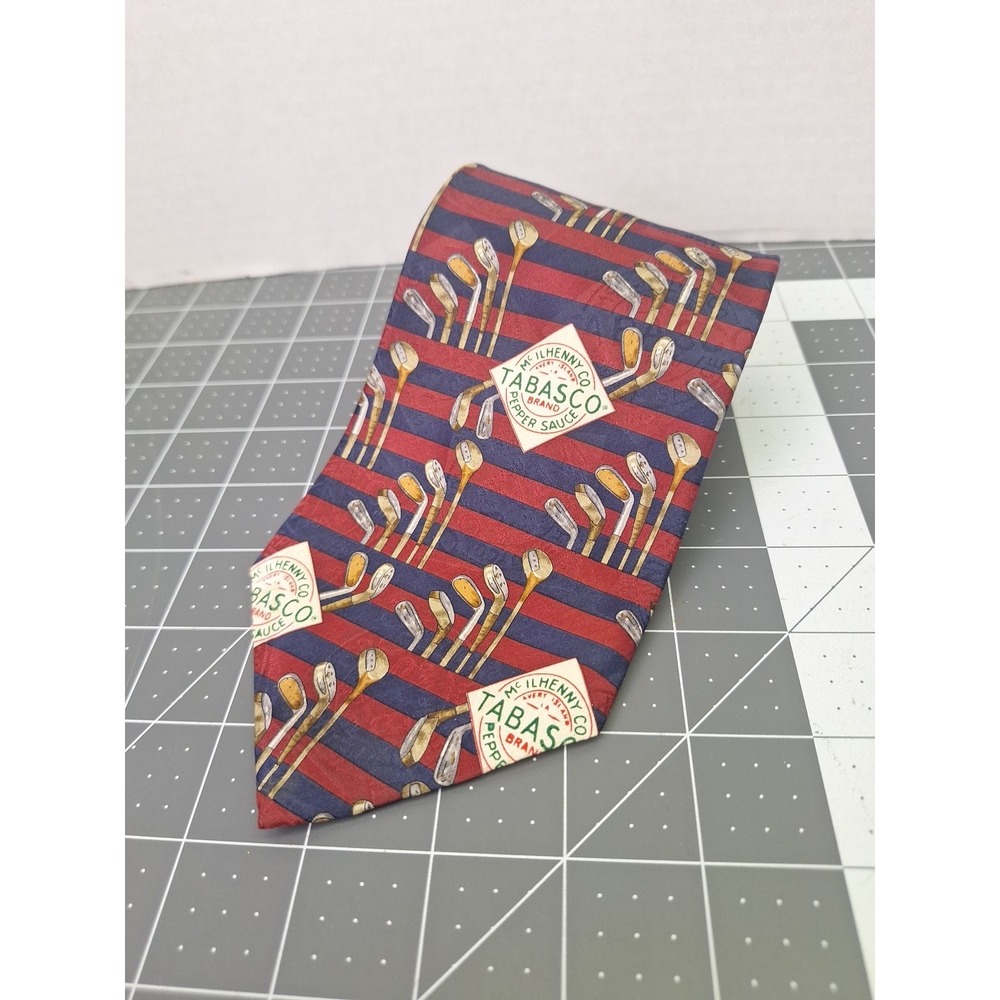 Tabasco Neck‎ Tie Golf Design 100% Silk Made In USA Classic Vintage County Club